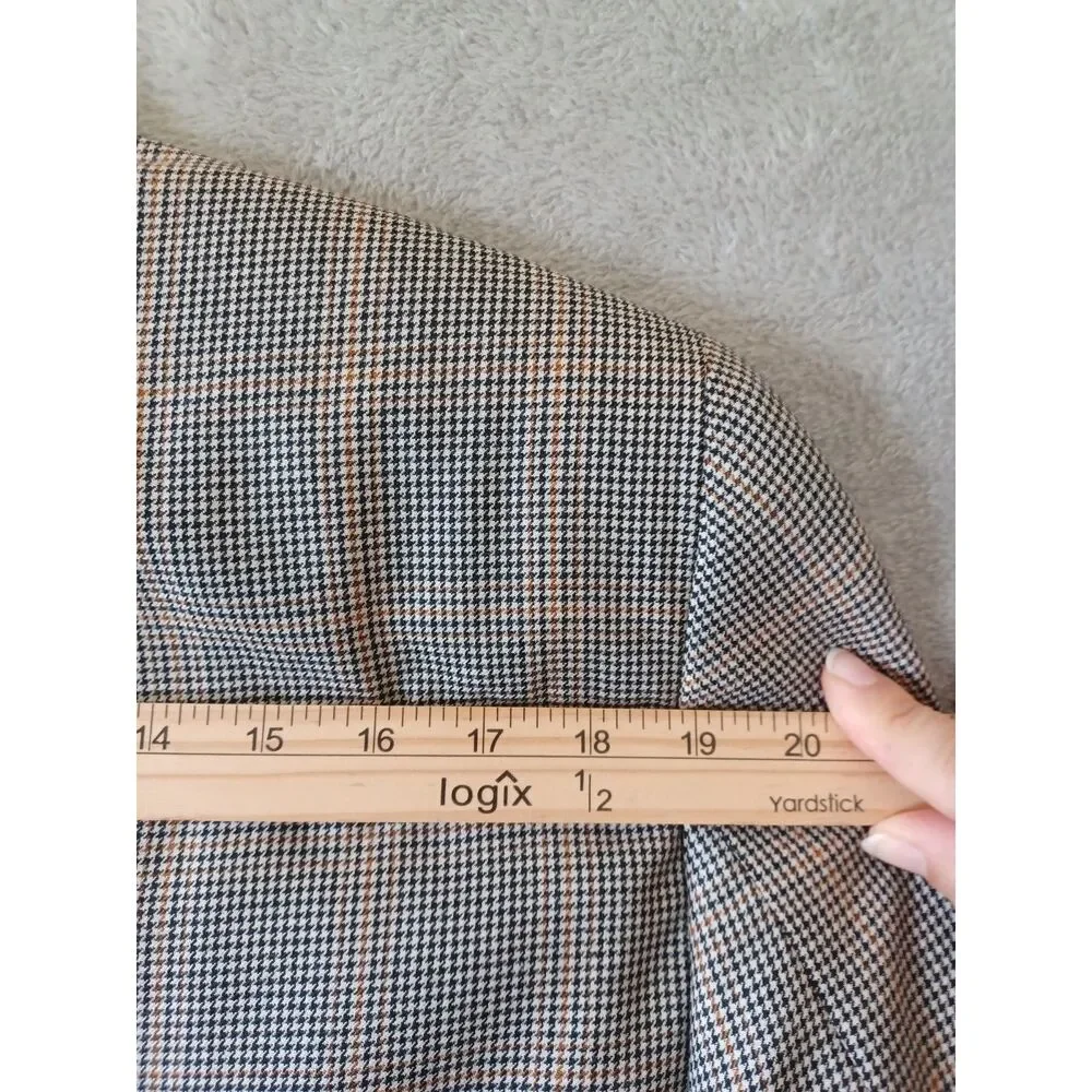 Jack Victor Loretowood Blazer Micro Houndstooth Plaid Cashmere Silk 42L Beige